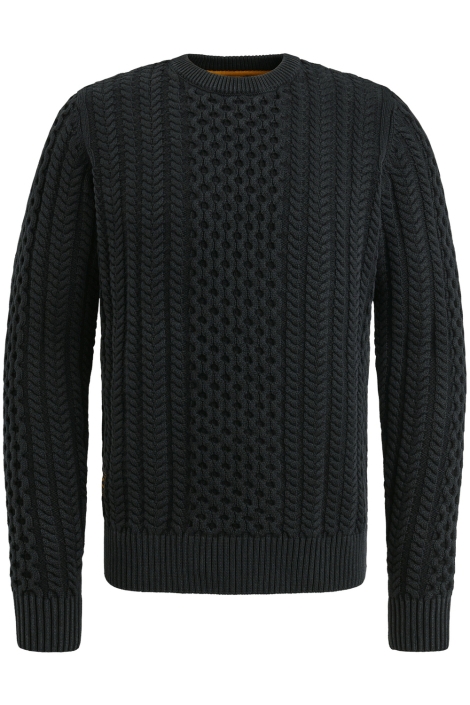 PME legend r-neck garment dye cable knit